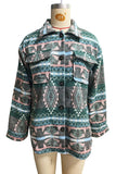 Geometric Print Button-Front Collared Coat