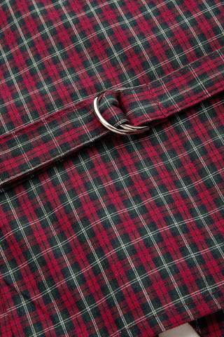 Plaid Puff Sleeve V-Neck Shirt