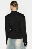Belted Peplum Collar Coat