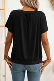 V-Neck Gathered Short Sleeve Top
