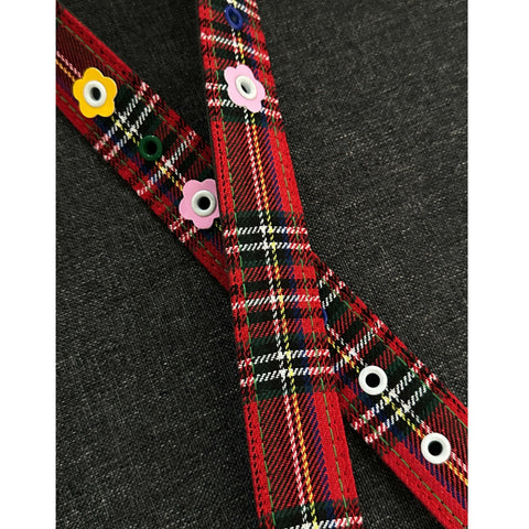 Floral Stud Plaid Belt