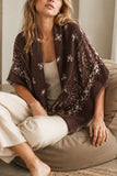 Paisley Print Fringed Open Poncho