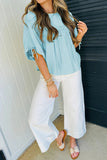 Tie Pleated Babydoll Blouse