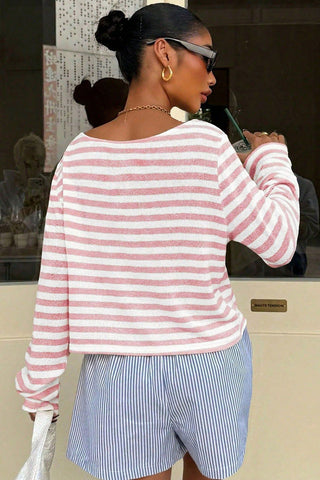 Striped Off-Shoulder Knit Top
