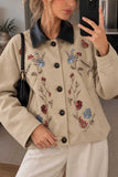 Floral Detail Contrast Collar Jacket