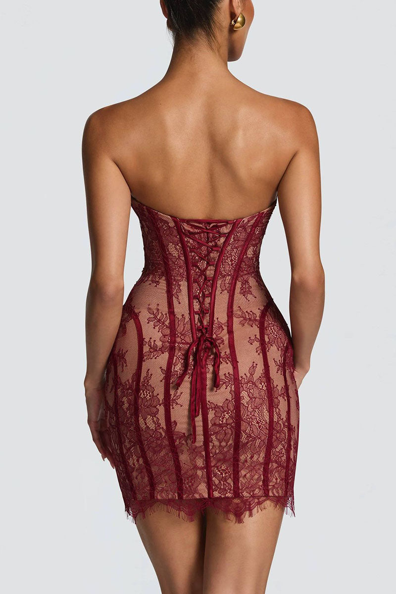 Lace Corset-Style Mini Dress