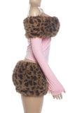 Faux Fur Off-Shoulder Mini Skirt Set