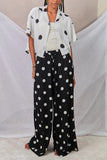 Polka-Dot Casual Wide-Leg Pants