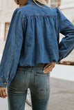 Stand-Collar Button-Front Denim Jacket