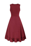 Lace-Up Ruched Sleeveless Casual Dress