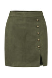 High-Waist Button Detail Slit Mini Skirt