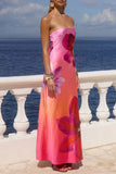 Strapless Maxi Floral Vacation Dress