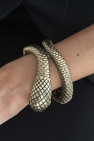 Textured Snake Wrap Cuff Bracelet