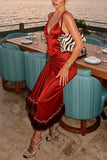 Ruched Fringe Midi Dress