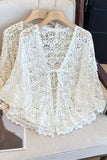Floral Crochet Open-Front Cape