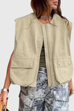 Zip-Front Sleeveless Utility Vest