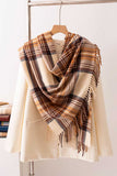 Plaid Fringed Wrap Scarf
