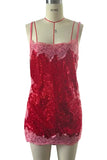 Sequin Lace Trim Slip Mini Casual Dress