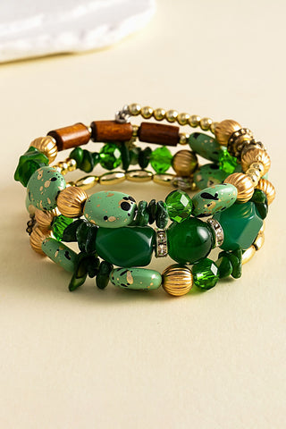 Multi-Strand Beaded Charm Bracelet Set