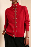 Mock Neck Zip Front Military Cardigan