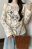 Floral Crochet Long Sleeve Cover-Up
