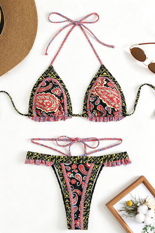 Patterned Triangle Bikini Set