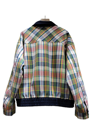 Plaid Graphic Print Zip-Up Bomber Jacket
