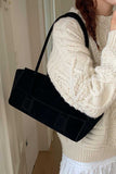 Suede Flap-Top Tote Bag