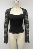 Lace Sleeve Square Neck Crop Blouse