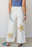 Applique Wide-Leg Drawstring Casual Pants