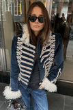 Velvet Military Braided Fringe Trim Jacket