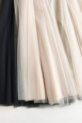 Sheer Mesh Overlay A-Line Skirt
