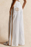 Side-Striped Wide-Leg Casual Pants