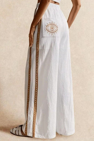 Side-Striped Wide-Leg Casual Pants