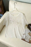 Sheer Floral Lace Crew Neck Top