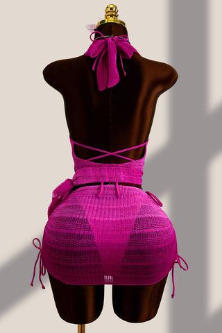 Halter Bikini Set with Sheer Cover-Up