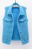 Sleeveless Collared Button-Front Vest