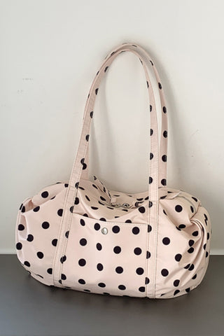 Polka Dot Ruched Bowler Shoulder Bag