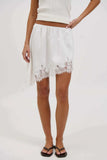 Lace Trim Asymmetrical Midi Skirt