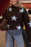 Star Pattern Crew Neck Knit Sweater