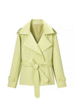 Notched Collar Belted Wrap Coat
