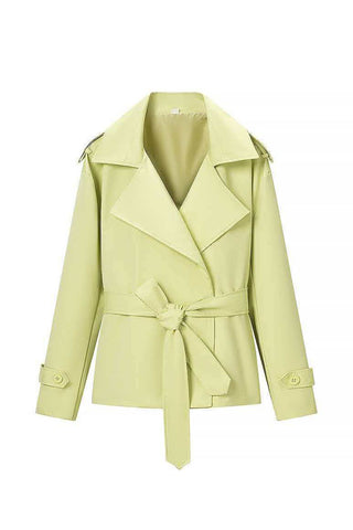 Notched Collar Belted Wrap Coat
