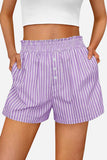 Striped Button-Front Casual Shorts