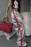 Side-Stripe Wide-Leg Casual Pants