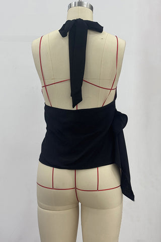 Draped Asymmetrical Halter Blouse
