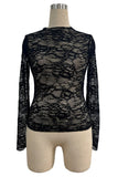Floral Lace Long Sleeve Crop Top
