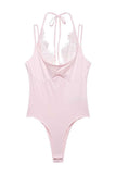 Lace Insert Tie-Back Sleeveless Bodysuit