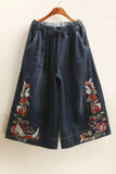 Floral Drawstring Denim Shorts