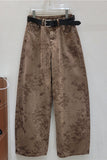 Floral Print High-Waist Barrel Jeans
