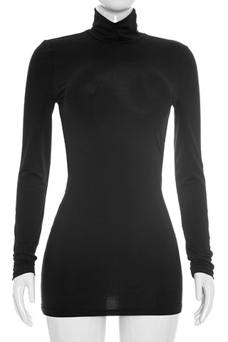 Backless Long Sleeve Mini Dress
